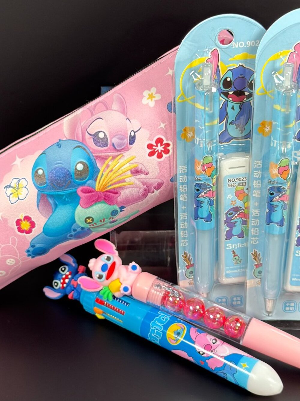 Stitch & Angel Stationery Bundle Pencil Case Pens & Mechanical Pencils